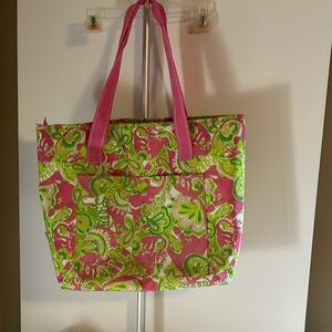 LILY PULITZER large insulated, collapsible tote bag…LILY pink/green floral